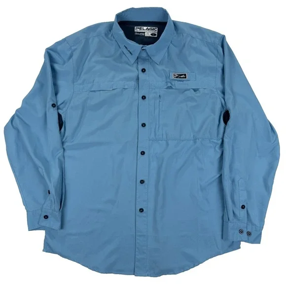 Pelagic Eclipse Guide Shirt Mens Large Vented Fishing High Performance Blue - Picture 2 of 13